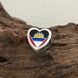 Pandora I LOVE Antigua and Barbuda Heart Bead S925 Silver Charm For Bracelet